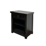 Simple Oriental Black Open Shelf End Table Nightstand Small Cabinet cs7667S