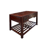 Vintage Oriental Brown 4 Drawers Writing Desk w Foot Panel cs7653S