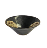 Chinese Ware Brown Black Glaze Flower Pattern Ceramic Bowl Cup Display ws3147S