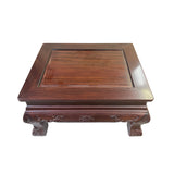 Brown Oriental Flower Carving Rectangular Display Low Table Stand ws3124S