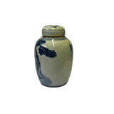 Chinese Blue White Ceramic 3 Gods Graphic Container Urn Jar ws3121S