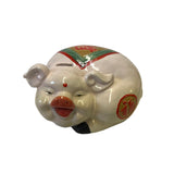Chinese Ceramic Clay Beige Fortune Lucky Fat Piggy Art Figure ws3079S