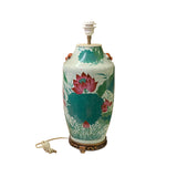 Chinese White Pink Lotus Flower Porcelain Round Base Table Lamp ws3148S