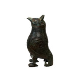 Vintage Look Chinese Green Black Ancient Owl Shape Holder Display ws3007S