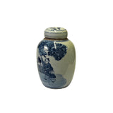 Chinese Blue White Ceramic Kid Kirin Graphic Container Urn Jar ws3122S