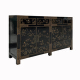 Black Golden Graphic 4 Drawers Sideboard Buffet Console Table Cabinet cs7587S