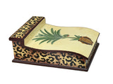 Distressed Leopard Print Pattern Green Plant Wood Lid Box GB755S