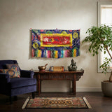 Vintage Tibetan Style Uchen Wall Hanging Tapestry Fabric Art GB760S