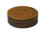 Vintage Handmade Round Brown Golden Scenery Artistic Wood Box GB773S