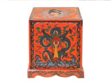 Vintage Distressed Chinese Red Dragon Graphic Drawers Chest GB800S