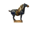 Oriental Ceramic Sancai Dark Blue Brown Beige Fengshui Artistic Figure GB878S