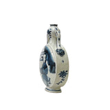 Chinese Blue White Porcelain Lady People Graphic Round Shape Flat Vase ws3162S