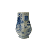Chinese Blue White Porcelain Small Oriental Scenery Theme Vase ws3163S