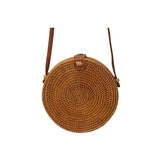 Asian Handmade Rustic Brown Rattan Round Shoulder Bag Box ws3315S