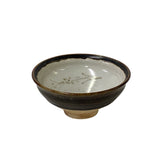 4.75" Chinese Brown Black White Drawing Ceramic Bowl Cup Display ws3326AS