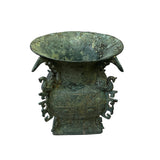Vintage Look Chinese Green Gray Ancient Ding Shape Holder Display ws3016S