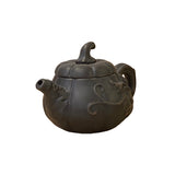 Chinese Brown Yixing Zisha Clay Teapot w Pumpkin Lid Accent ws3284S