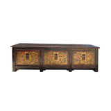Vintage Chinese Distressed Restored Scenery Graphic Credenza Console Cabinet cs7646S