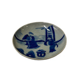 Chinese Blue White Distressed Marks People Theme Porcelain Small Plate ws3190AS