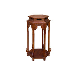 Chinese Huali Rosewood Hexagon Pedestal Plant Stand Table cs1221S