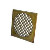 Vintage Mustard Yellow Geometric Flower Lattice Circle Square Wood Panel cs1468NS