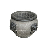 Chinese Oriental Gray Black Stone Round Garden Pot Planter cs2438S