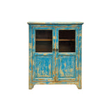 Shabby Chic Turquoise Blue Half-Glass Doors Medium Size Cabinet cs5382NS