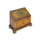 Chinese Tibetan Yellow Brown Treasure Graphic Offering Shrine Chest cs7677S