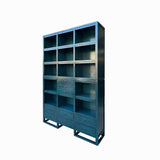 Tall Chinese Distressed Solid Blue Lacquer Display Bookcase Cabinet cs7701S