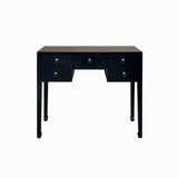 Chinese Black Lacquer 5 Drawers Foyer Narrow Slim Side Table Desk cs7702S
