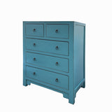 Oriental Turquoise Blue 5 Drawers Slim Narrow Chest Cabinet Dresser cs7706S