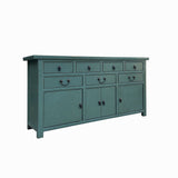 Chinese Turquoise Blue 7 Drawers Sideboard Buffet Credenza Table Cabinet cs7735S