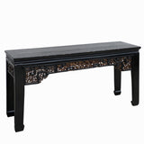 Chinese Vintage Black Golden Carving Long Altar Console Table cs7749S