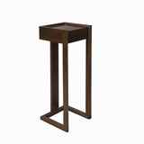 39.5" Oriental Minimalistic Square Brown Plant Stand Pedestal Table cs7783S