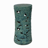 Ceramic Clay Turquoise Cloud Scroll Round Tall Pedestal Table Display Stand cs7785S