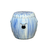 Chinese White Blue Glaze Bat Fortune Coin Pattern Round Ceramic Garden Stool cs7809S