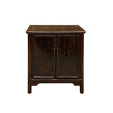 Vintage Chinese Distressed Brown Two Door Side Table Credenza Cabinet cs7817S