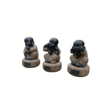 Large Set 3 Black Gray Brown Stone Kid Monk Lohon Do No Evil Figures cs7658AS
