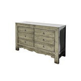 Distressed Light Gray Olive 6 Drawers Credenza Storage Sideboard Cabinet ws4456S