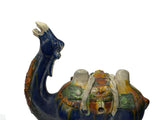 Oriental Ceramic Sancai Dark Blue Brown Beige Fengshui Artistic Camel Figure GB883S