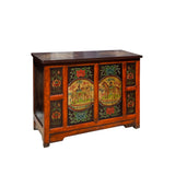 Chinese Orange Tibetan Elephant Horse Sideboard Console Table Cabinet cs7610S