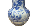 Oriental Pale Blue & White Porcelain Bulbous Shape Flower Vase GB343S