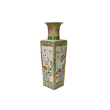 Hand Crafted Vintage Chinese Yellow White Flower Birds Porcelain Vase JK197S
