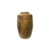 Vintage Earthy Beige Brown Village Rural Pottery Ceramic Pot Vase JK216S