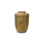 Vintage Earthy Beige Brown Village Rural Pottery Ceramic Pot Vase JK218S
