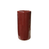 Chinese Plain Brick Red Porcelain Round Column Vase Holder JK219S