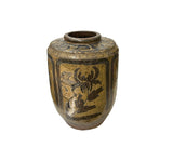 Vintage Earthy Beige Brown Village Rural Pottery Ceramic Pot Vase JK223S