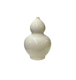 Vintage Off White Glaze Gourd Shape Pottery Ceramic Pot Vase JK225S