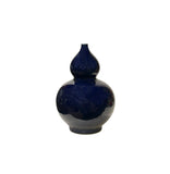Vintage Dark Navy Blue Glaze Gourd Shape Pottery Ceramic Pot Vase JK226S