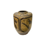 Vintage Earthy Beige Brown Village Rural Pottery Ceramic Pot Vase JK231S